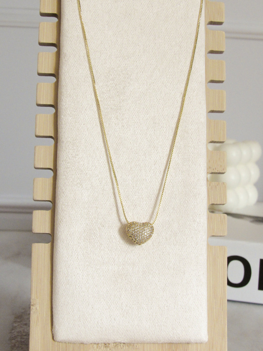 Collar corazón zircones pasador