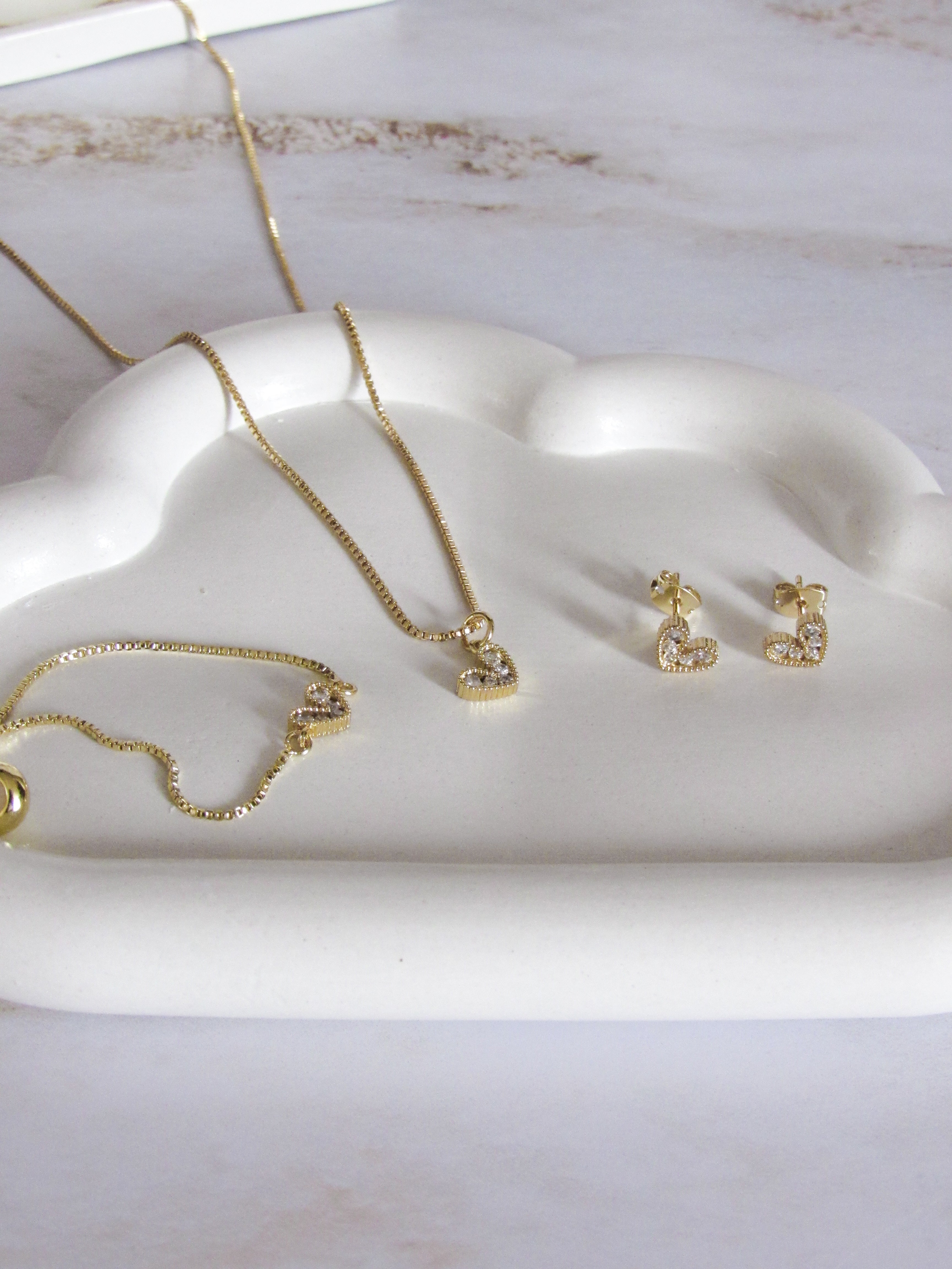 Set corazón cristal blanco