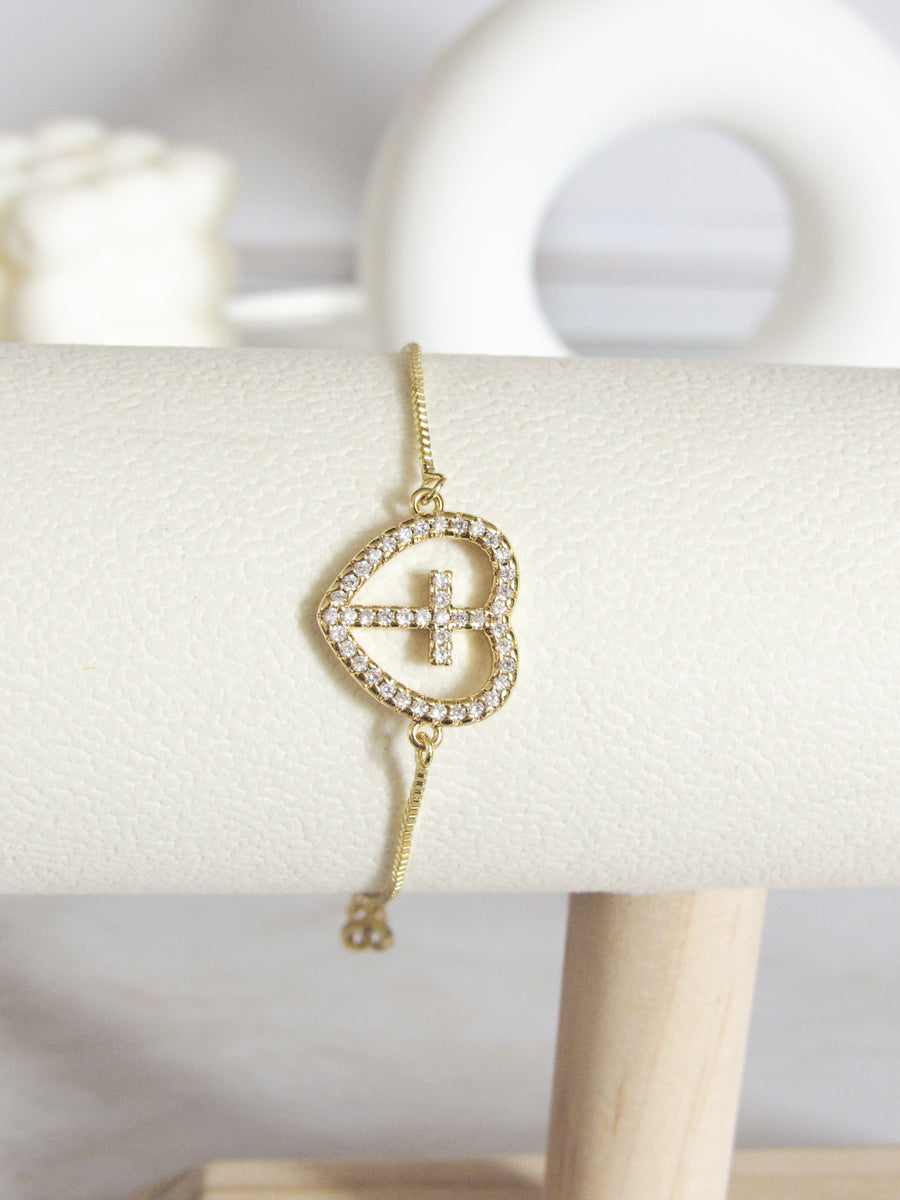 Pulsera corazón cruz