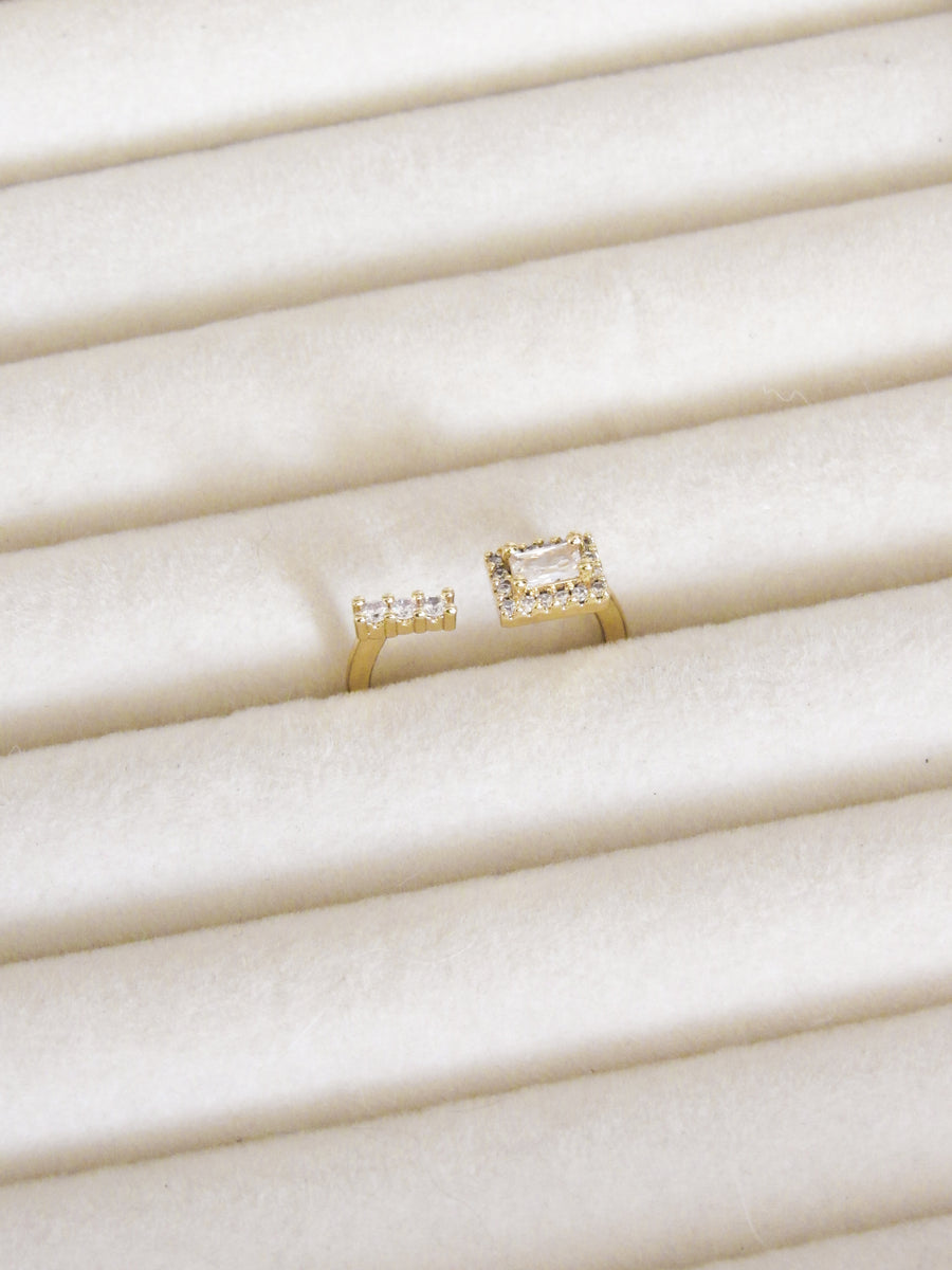 Anillo graduable zircón rectángular