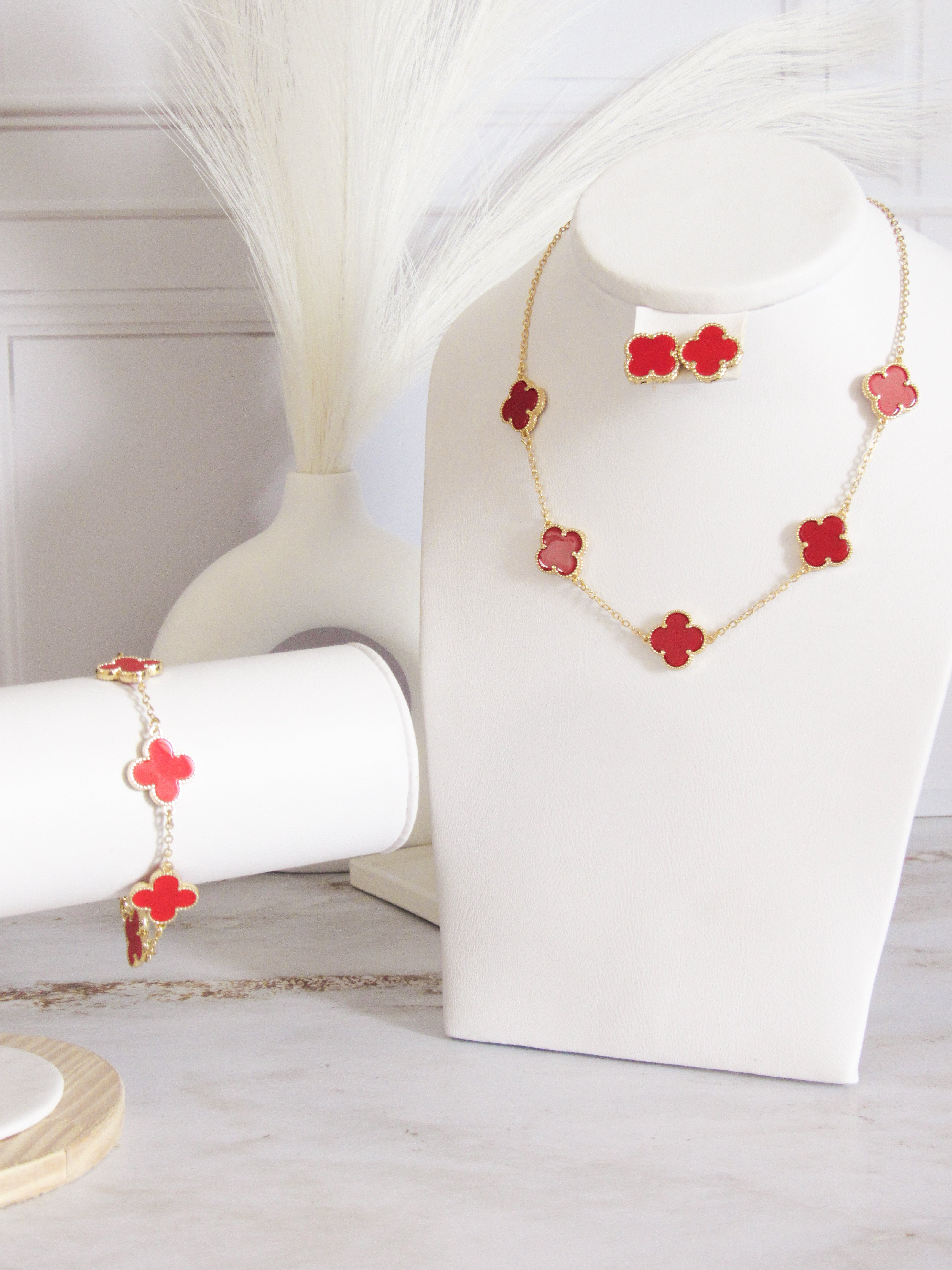 Set cinco trébol rojo