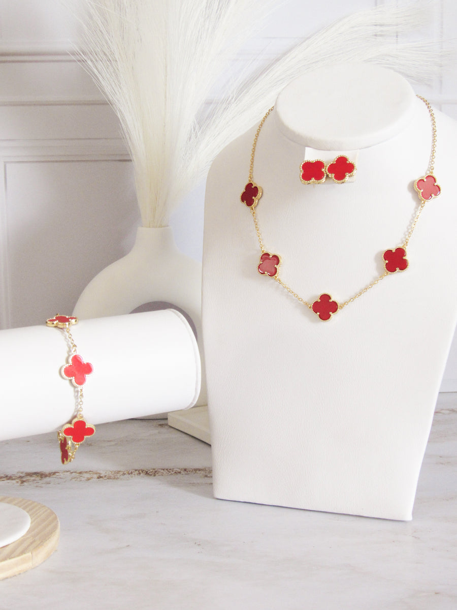 Set cinco trébol rojo