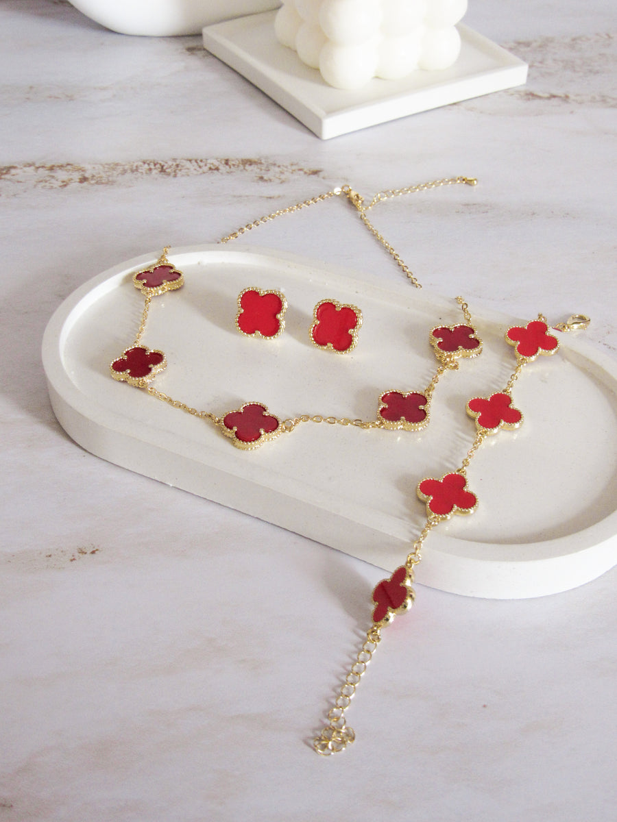 Set cinco trébol rojo