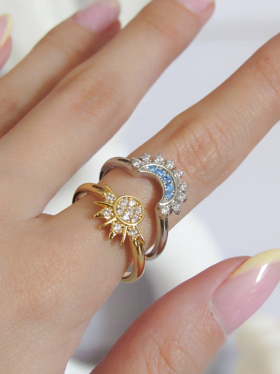 Anillos graduables duo sol luna mixto
