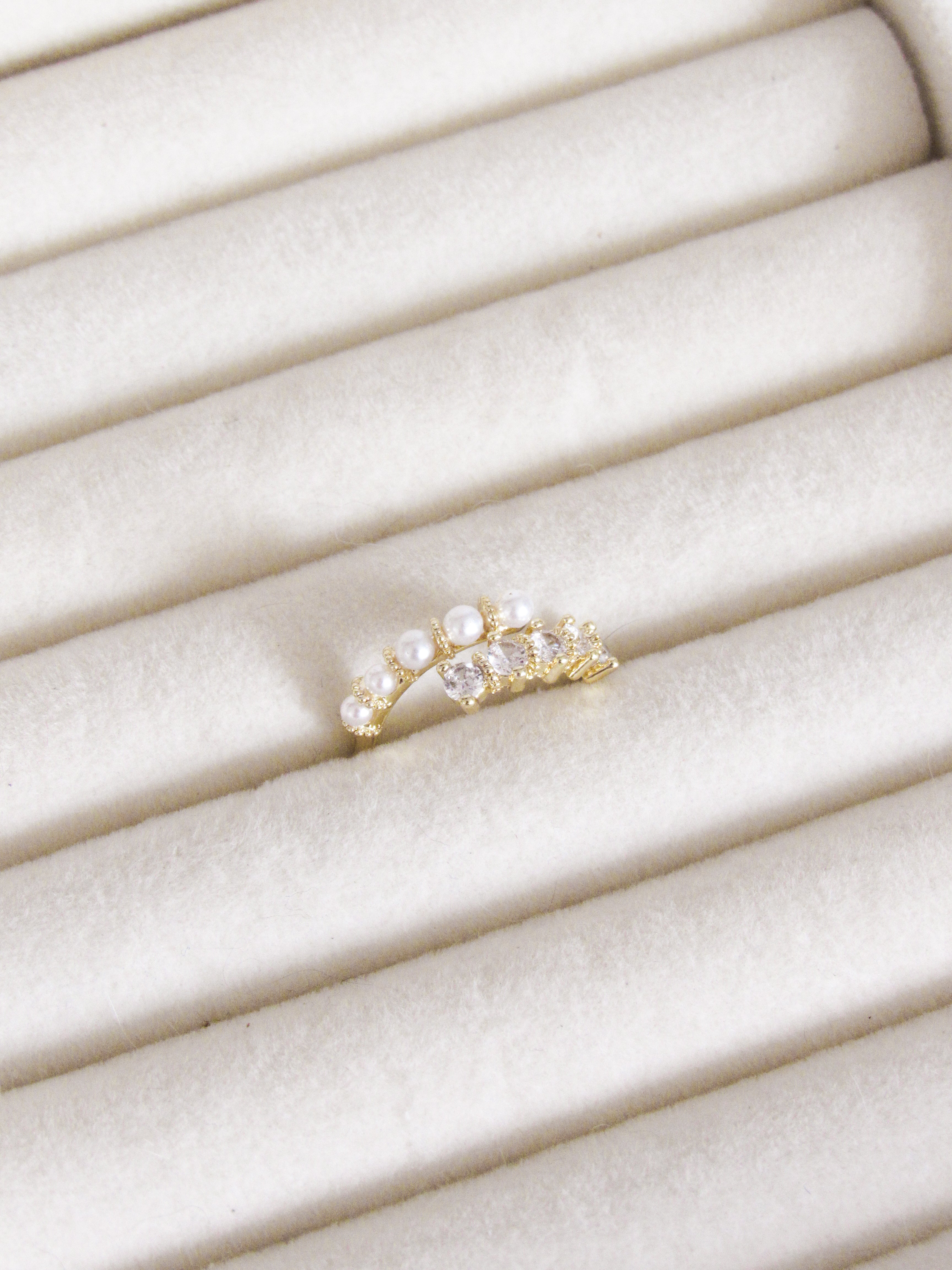 Anillo graduable perlas zircones