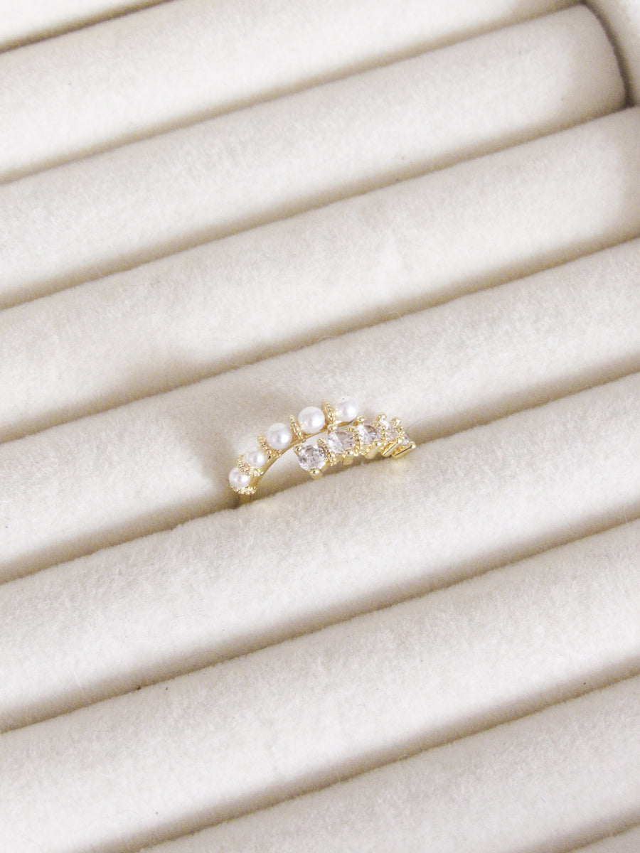 Anillo graduable perlas zircones