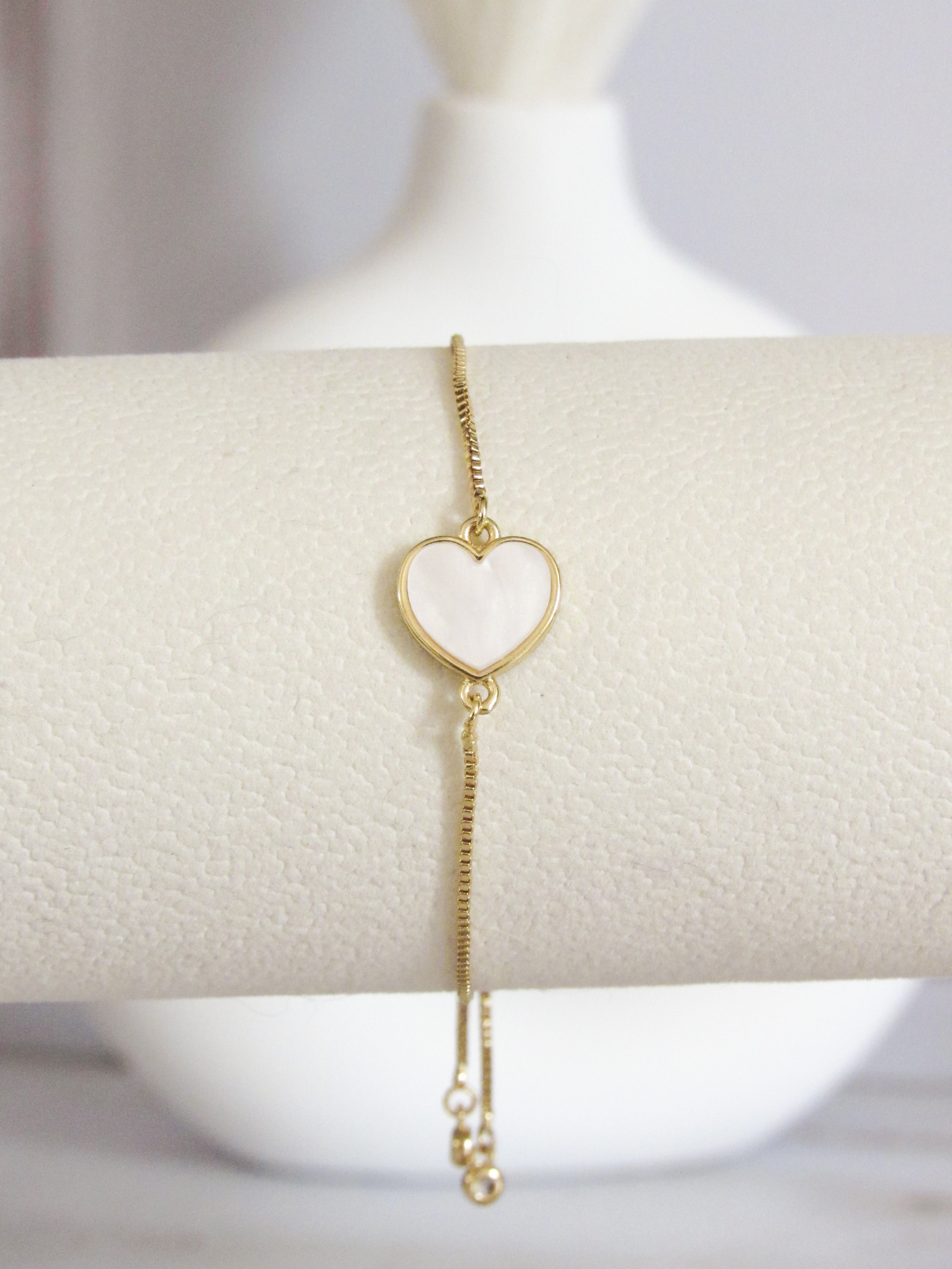Pulsera corazón nacar