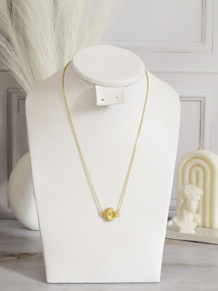 Collar trébol zircón dorado