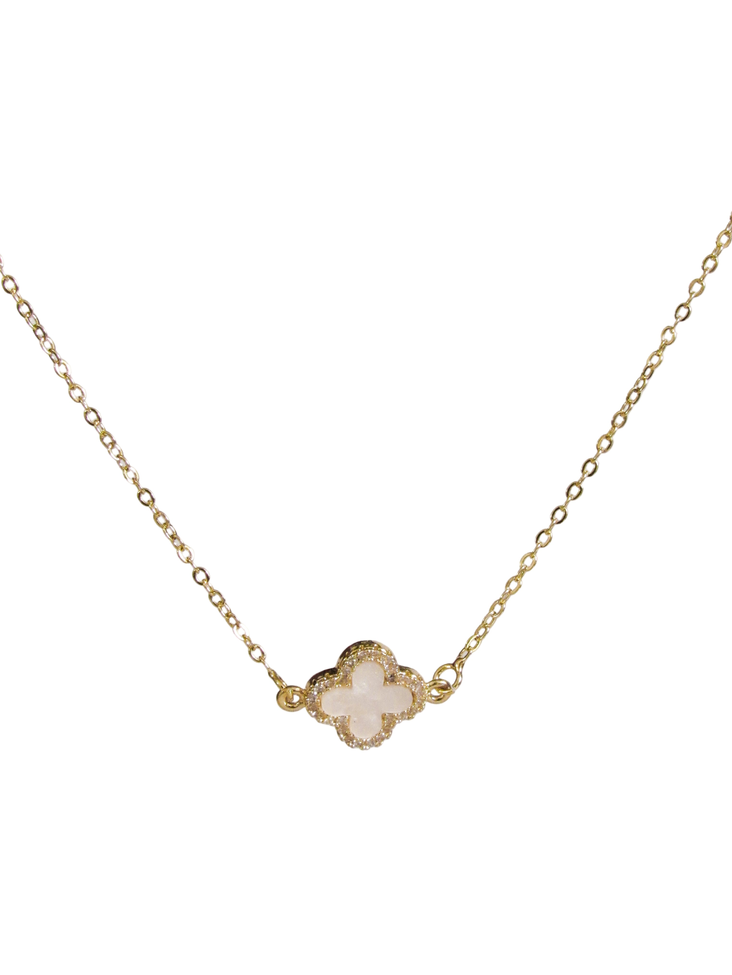 Collar trébol zircón blanco