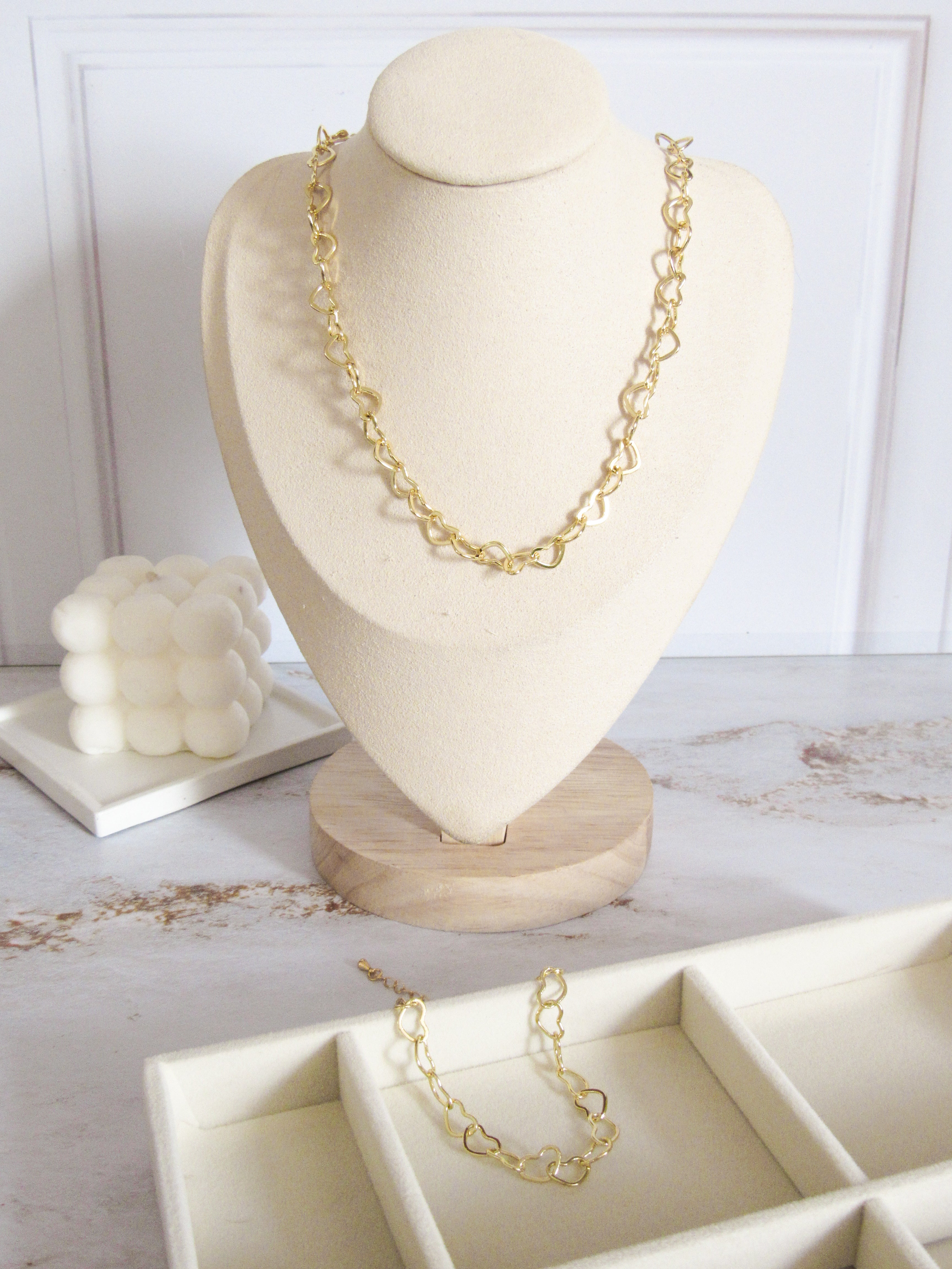 Set tejido corazones