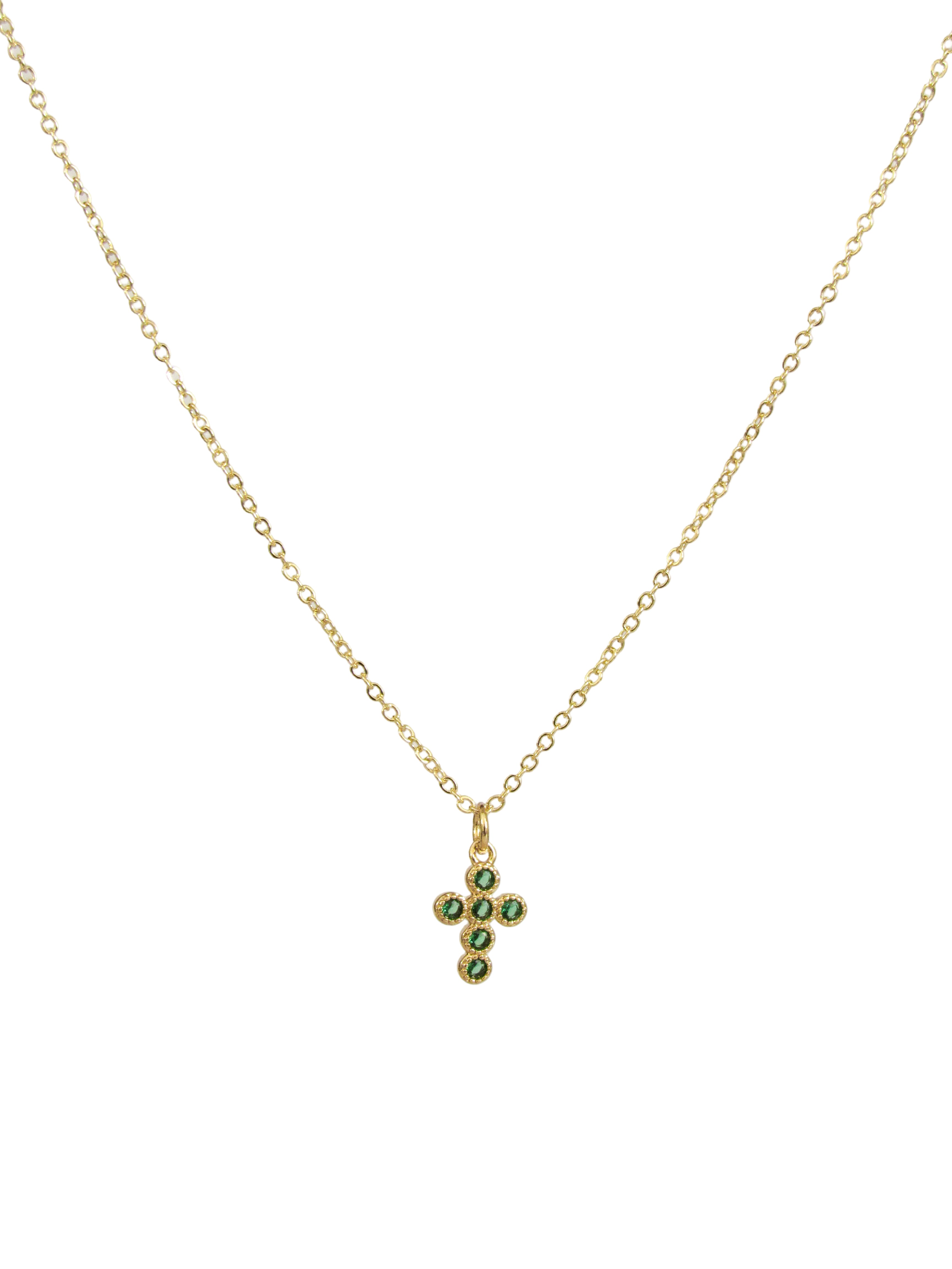 Collar cruz verde esmeralda