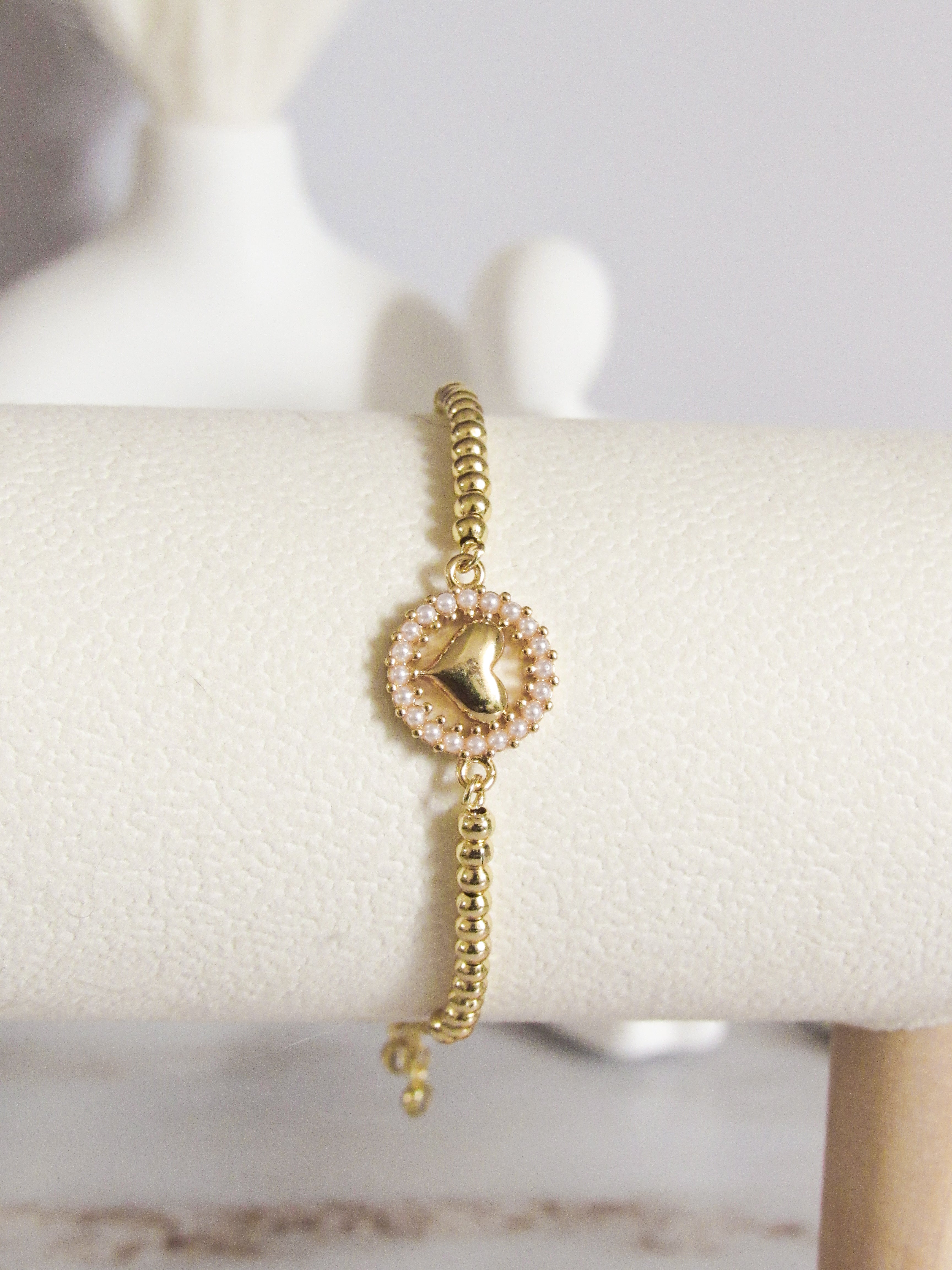 Pulsera corazón perlas