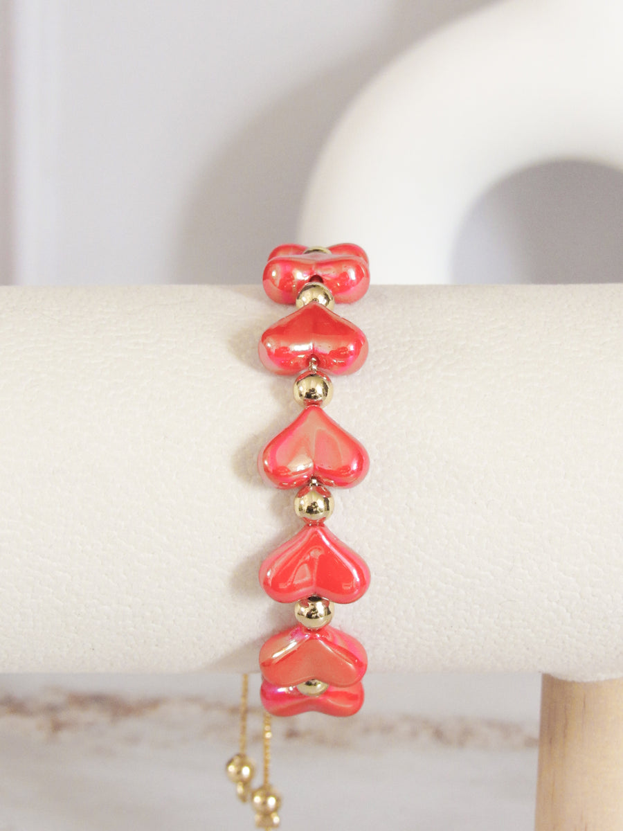 Pulsera corazones roja